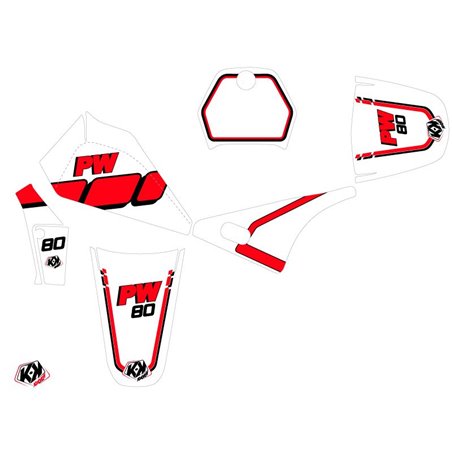Kit Deco Moto Cross Vintage Yamaha PW 80 Rouge