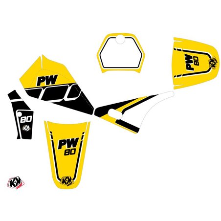 Kit Deco Moto Cross Vintage Yamaha PW 80 Jaune