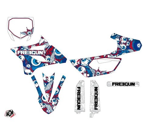Kit Deco Moto Cross Freegun Eyed Yamaha 85 YZ Rouge