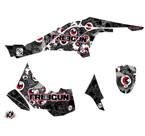 Kit Déco Quad Freegun Eyed Can Am DS 450 Gris Rouge (2008-2015)