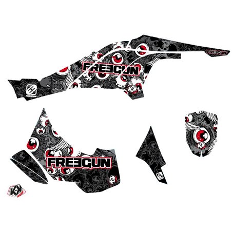 Kit Déco Quad Freegun Eyed Can Am DS 450 Gris Rouge (2008-2015)