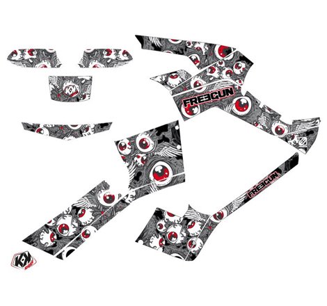 Kit Déco Quad Freegun Eyed Can Am Outlander 500-650-800 XTP Gris Rouge (2013-2015)