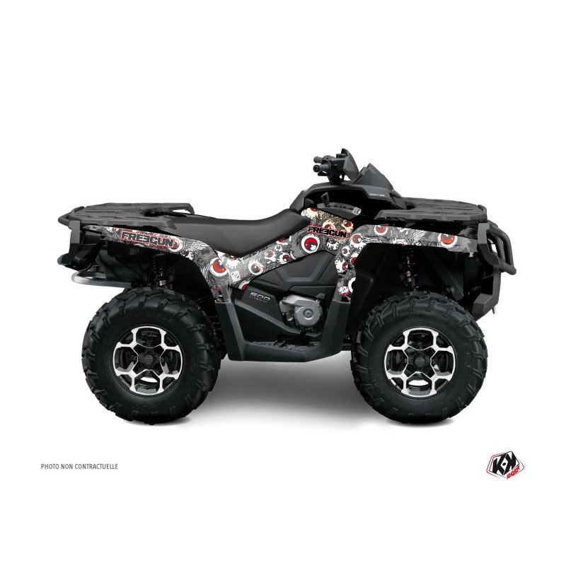 Kit Déco Quad Freegun Eyed Can Am Outlander 500-650-800 MAX Gris Rouge (2013-2015)