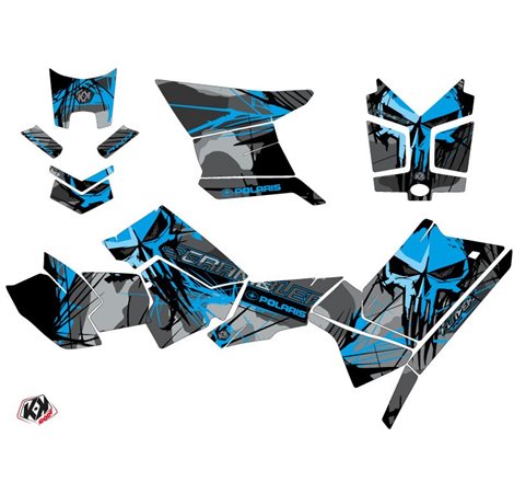 Kit Déco Quad Evil Polaris Scrambler 850-1000 XP Gris Bleu FULL (2015-2019)