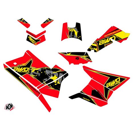 Kit Déco Quad Visor Polaris Scrambler 850-1000 XP Rouge Jaune (2015-2019)