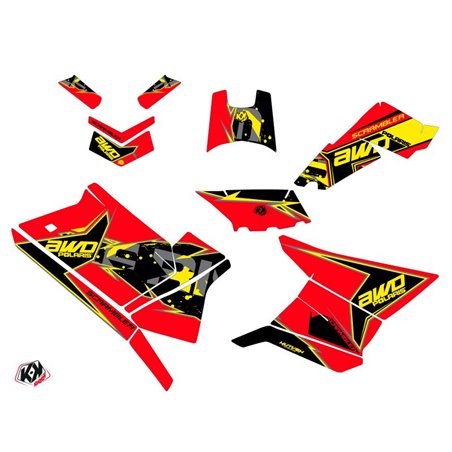 Kit Déco Quad Visor Polaris Scrambler 850-1000 XP Rouge Jaune (2015-2019)