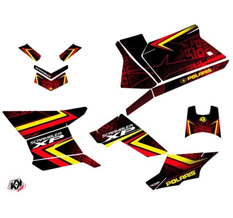 Kit Déco Quad Rock Polaris Scrambler 850-1000 XP Rouge Jaune (2015-2019)