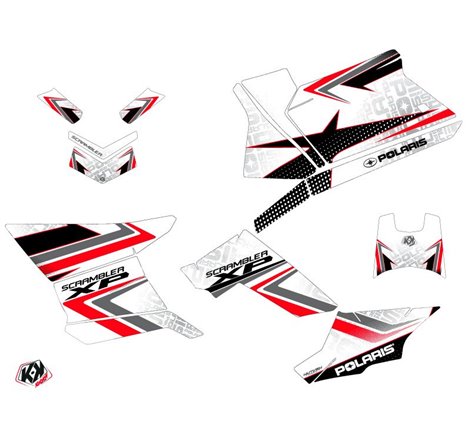 Kit Déco Quad Rock Polaris Scrambler 850-1000 XP Blanc Rouge (2015-2019)