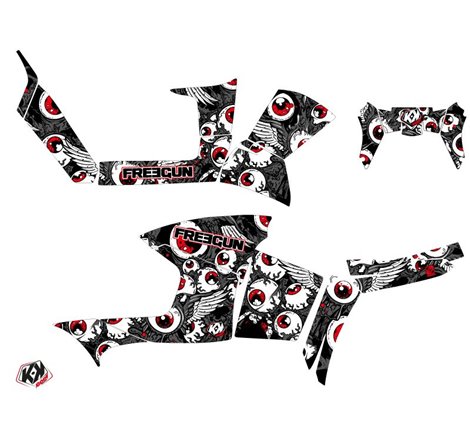 Kit Déco Quad Freegun Eyed Polaris 90 Sportsman Gris Rouge (2007-2016)