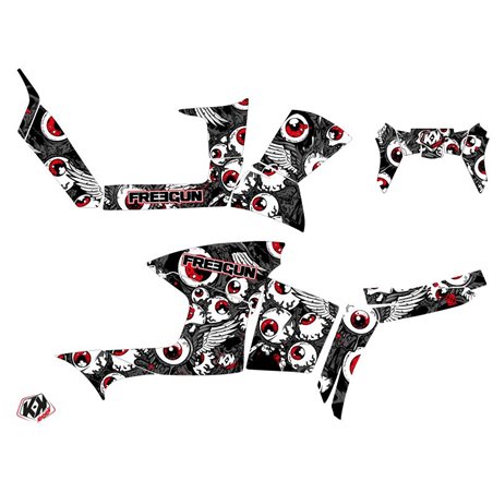 Kit Déco Quad Freegun Eyed Polaris 90 Sportsman Gris Rouge (2007-2016)