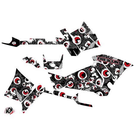 Kit Déco Quad Freegun Eyed Polaris 570 Sportsman Touring Gris Rouge (2018-2023)