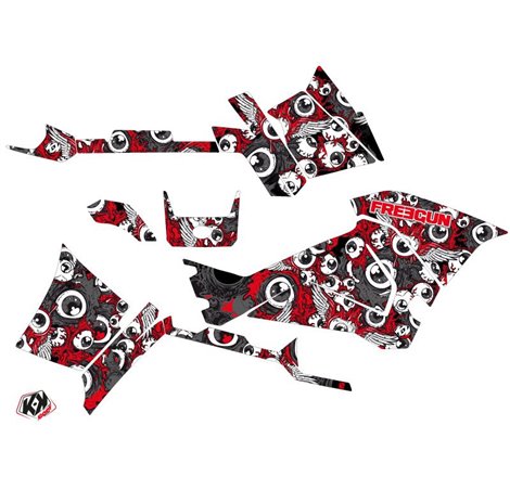 Kit Déco Quad Freegun Eyed Polaris 570 Sportsman Touring Rouge Gris (2018-2023)