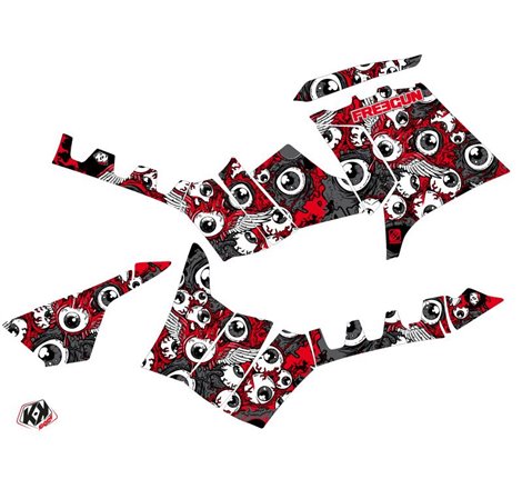Kit Déco Quad Freegun Eyed Polaris 550-850-1000 Sportsman Touring Rouge Gris (2010-2012)