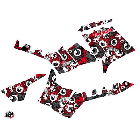 Kit Déco Quad Freegun Eyed Polaris 550-850-1000 Sportsman Touring Rouge Gris (2010-2012)