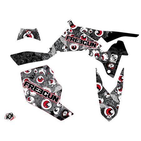 Kit Déco Quad Freegun Eyed Suzuki 450 LTR Gris Rouge (2007-2014)