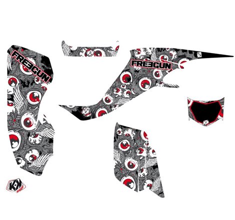 Kit Déco Quad Freegun Eyed Suzuki 400 LTZ Gris Rouge (2003-2008)