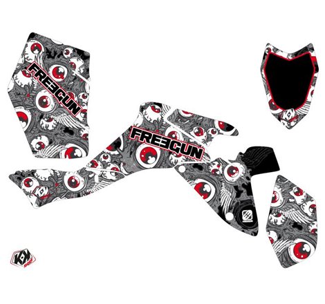 Kit Déco Quad Freegun Eyed Suzuki 400 LTZ IE Gris Rouge (2009-2011)