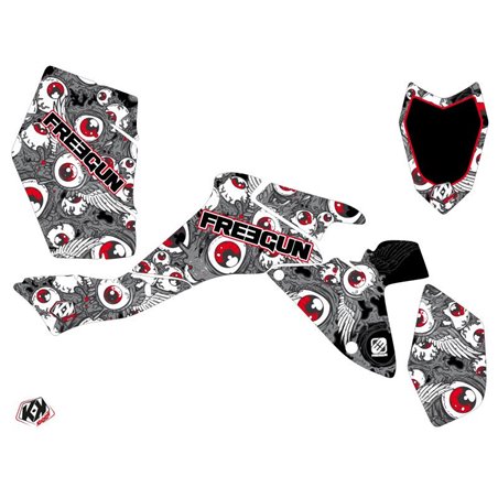 Kit Déco Quad Freegun Eyed Suzuki 400 LTZ IE Gris Rouge (2009-2011)
