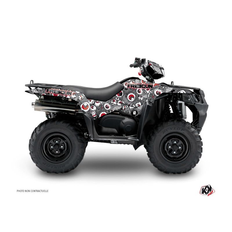 Kit Déco Quad Freegun Eyed Suzuki King Quad 400 Gris Rouge (2008-2017)