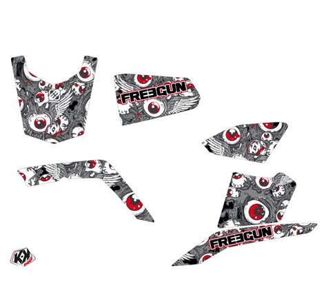 Kit Déco Quad Freegun Eyed Suzuki King Quad 400 Gris Rouge (2008-2017)