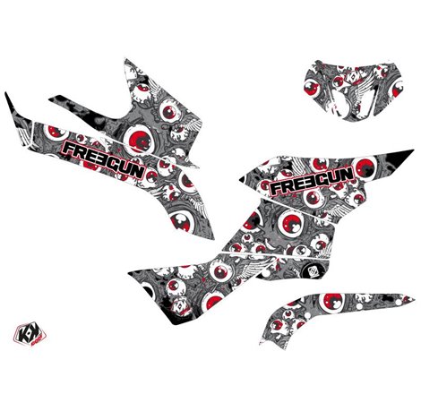 Kit Déco Quad Freegun Eyed Suzuki King Quad 500 Gris Rouge (2008-2018)