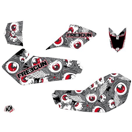 Kit Déco Quad Freegun Eyed Suzuki 90 LTZ Gris Rouge (2007-2013)