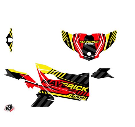 Kit Déco SSV Konkeror Can Am Maverick Sport Avec Portes Rouge Jaune (2018-2023)