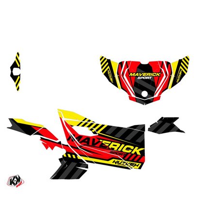 Kit Déco SSV Konkeror Can Am Maverick Sport Avec Portes Rouge Jaune (2018-2023)