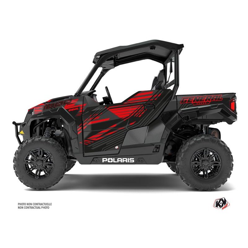 Kit Déco SSV Graphite Polaris GENERAL 1000 Noir Rouge (2016-2021)