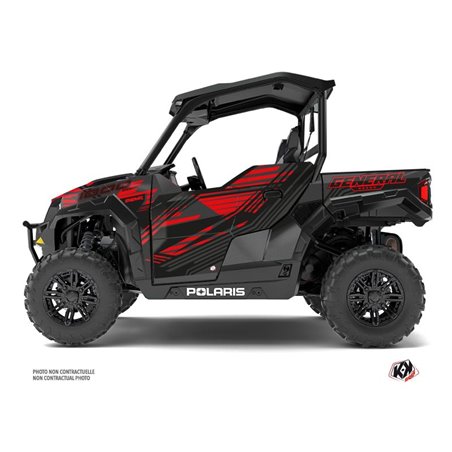 Kit Déco SSV Graphite Polaris GENERAL 1000 Noir Rouge (2022-2023)