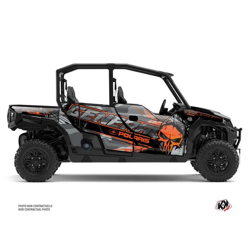 Kit Déco SSV Evil Polaris GENERAL 1000 4 portes Gris Orange (2022-2023)