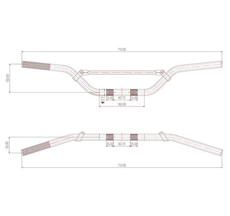 Guidon CROSS Aluminium chromé pour Minicross  + Mousse