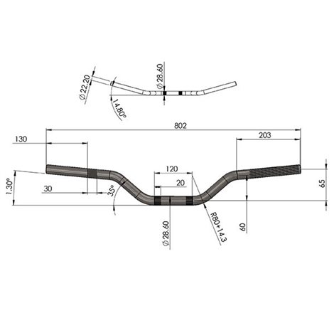 Guidon CROSS aluminium anodisé Fatbar  - Ø28.6 mm - 802*65mm
 