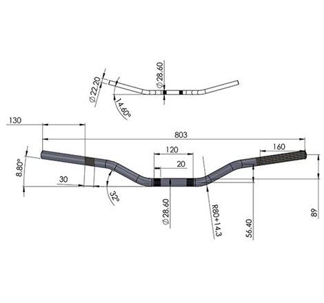 Guidon CROSS aluminium anodisé or Fatbar Ø28.6 