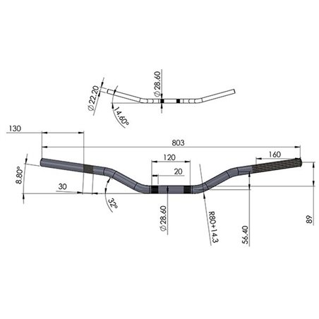 Guidon CROSS aluminium anodisé or Fatbar Ø28.6 