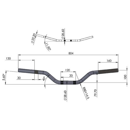 Guidon CROSS aluminium anodisé Bleu Fatbar Ø28.6 