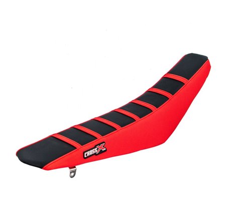 HOUSSE DE SELLE HONDA CRF 250- 450 CRFX 450 TOP BLACK- SIDE RED-STRIPES RED 