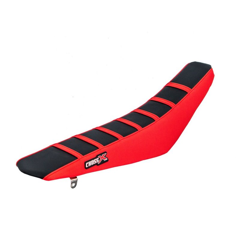 HOUSSE DE SELLE HONDA CRF 250- 450 CRFX 450 TOP BLACK- SIDE RED-STRIPES RED 