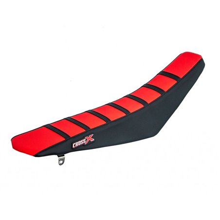 HOUSSE DE SELLE HONDA CR 125 - 250 - TOP RED- SIDE BLACK-STRIPES BLACK