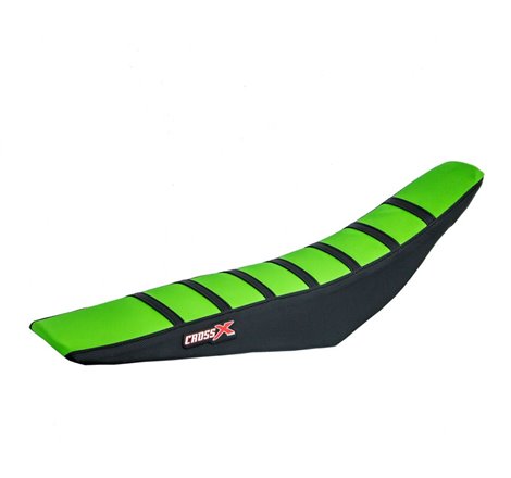 HOUSSE DE SELLE  KAWASAKI KXF 250-450 - TOP GREEN- SIDE BLACK-STRIPES BLACK