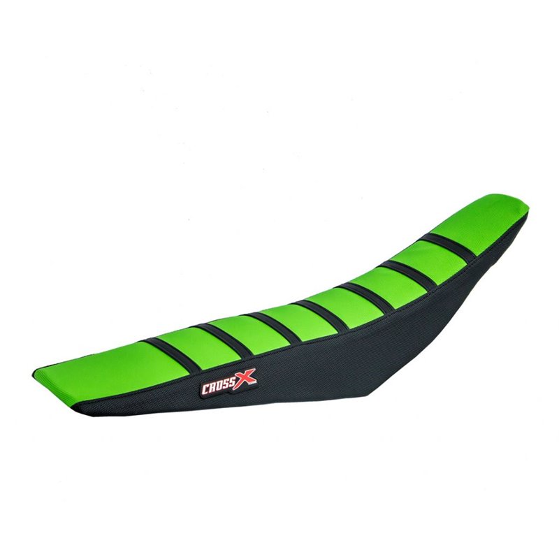 HOUSSE DE SELLE  KAWASAKI KXF 250-450 - TOP GREEN- SIDE BLACK-STRIPES BLACK