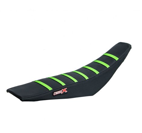 HOUSSE DE SELLE  KAWASAKI KXF 250-450 - TOP BLACK- SIDE BLACK-STRIPES GREEN