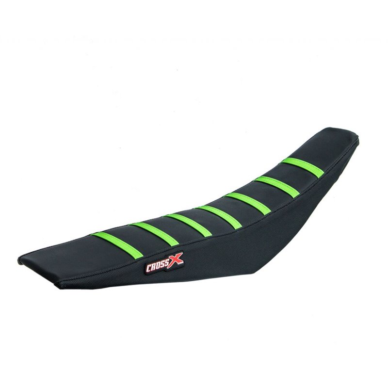 HOUSSE DE SELLE  KAWASAKI KXF 250-450 - TOP BLACK- SIDE BLACK-STRIPES GREEN