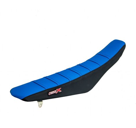 HOUSSE DE SELLE SUZUKI RM 125-250 - TOP BLUE- SIDE BLACK-STRIPES BLUE