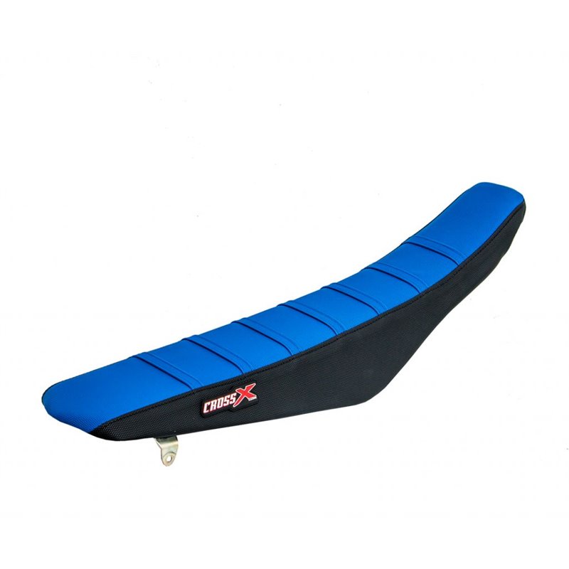 HOUSSE DE SELLE SUZUKI RM 125-250 - TOP BLUE- SIDE BLACK-STRIPES BLUE