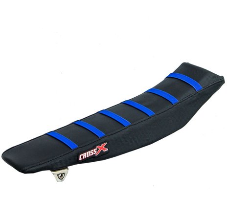 HOUSSE DE SELLE YAMAHA YZF 250-450 WRF 250-450  TOP BLACK- SIDE BLACK-STRIPES BLUE 