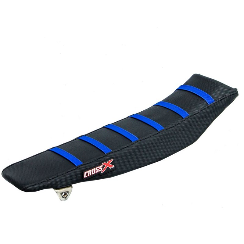 HOUSSE DE SELLE YAMAHA YZF 250-450 WRF 250-450  TOP BLACK- SIDE BLACK-STRIPES BLUE 