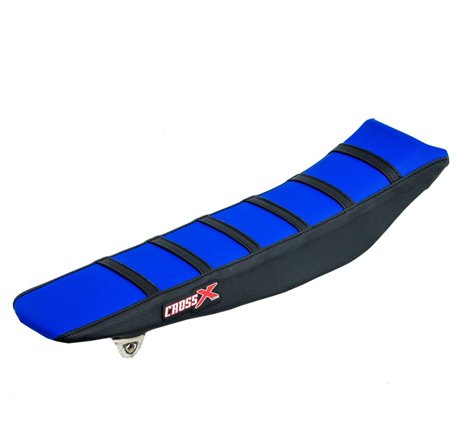 HOUSSE DE SELLE YAMAHA YZF 250-450 WRF 250-450 - TOP BLUE- SIDE BLACK-STRIPES BLACK + COUVRE CACHE RESERVOIR INCLUS 