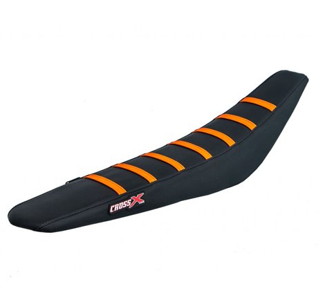 HOUSSE DE SELLE KTM SX 125-250  EXC-XC 125-525 - TOP BLACK- SIDE BLACK-STRIPES ORANGE 