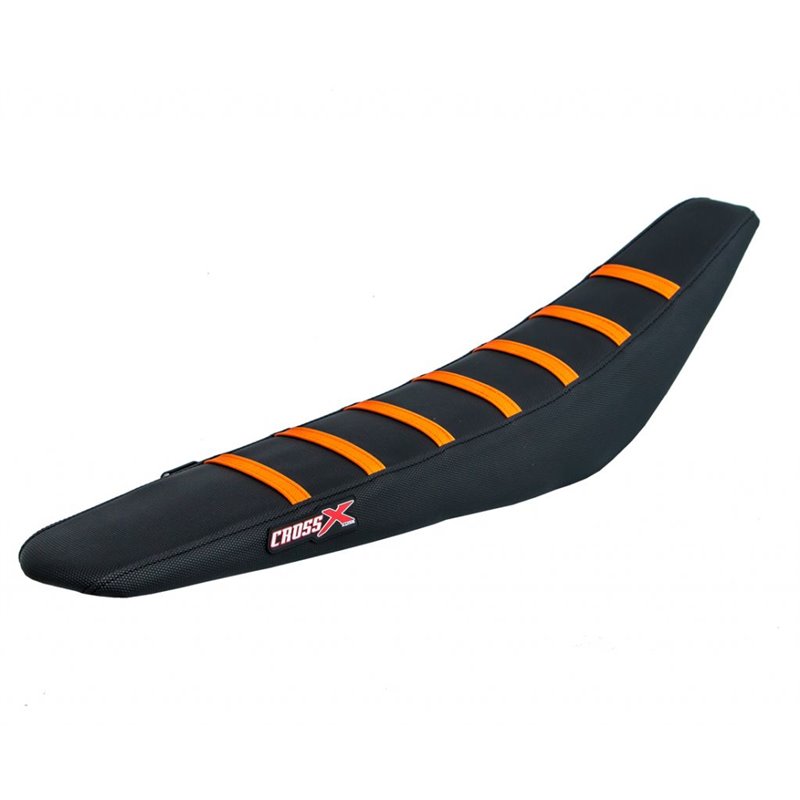 HOUSSE DE SELLE KTM SX 125-250  EXC-XC 125-525 - TOP BLACK- SIDE BLACK-STRIPES ORANGE 